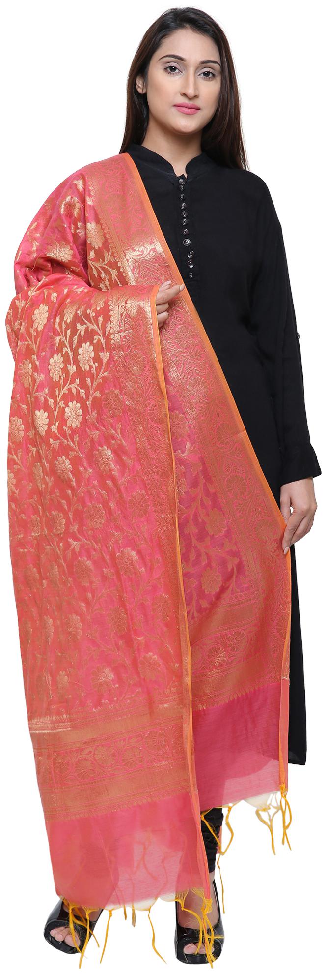 

Loom Legacy Jacquard Wedding Dupatta Pink