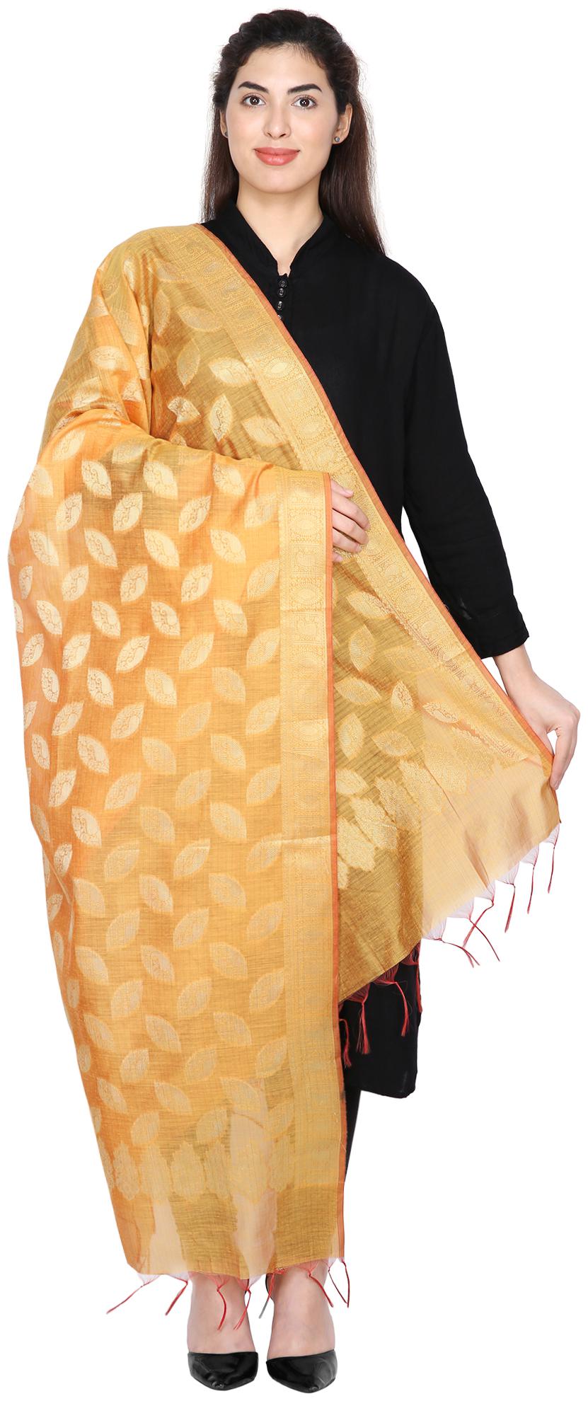 

Loom Legacy Women Banarasi Cotton Dupatta Orange
