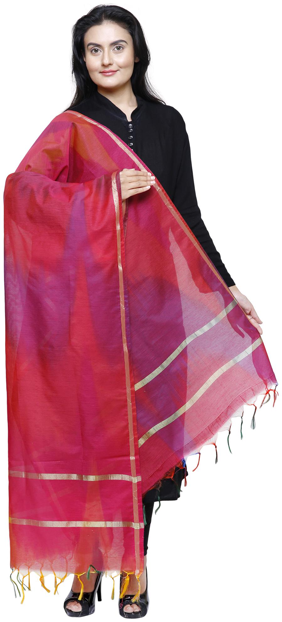 

Loom Legacy Womens Banarasi Cotton Silk Chanderi Jacquard Dupatta