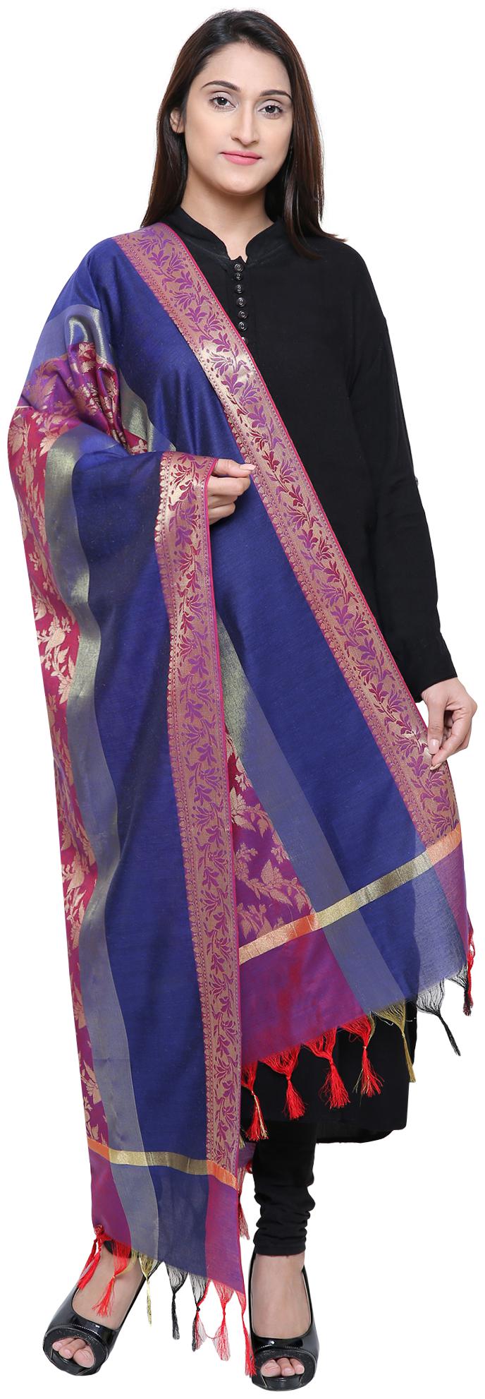 

Loom Legacy Jacquard Wedding Dupatta Blue
