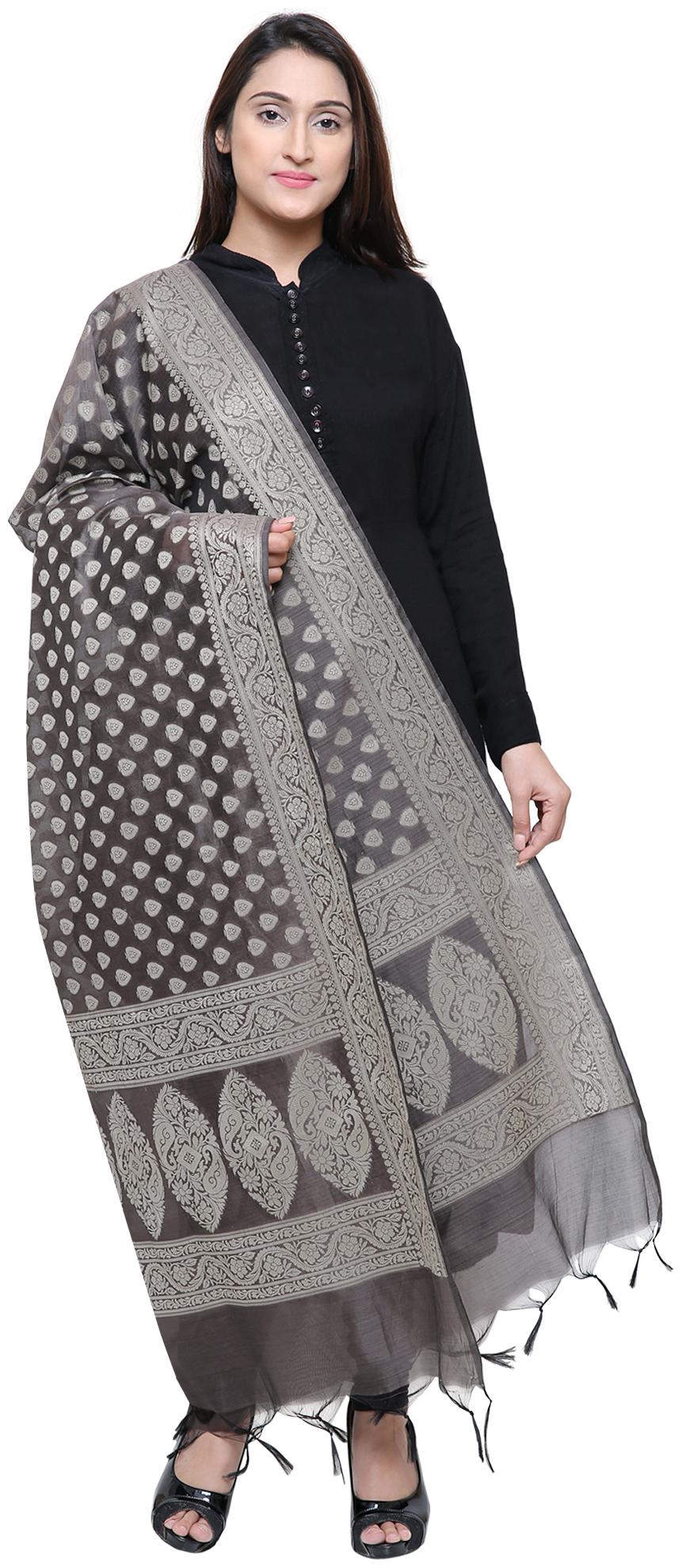 

Loom Legacy Jacquard Wedding Dupatta Grey