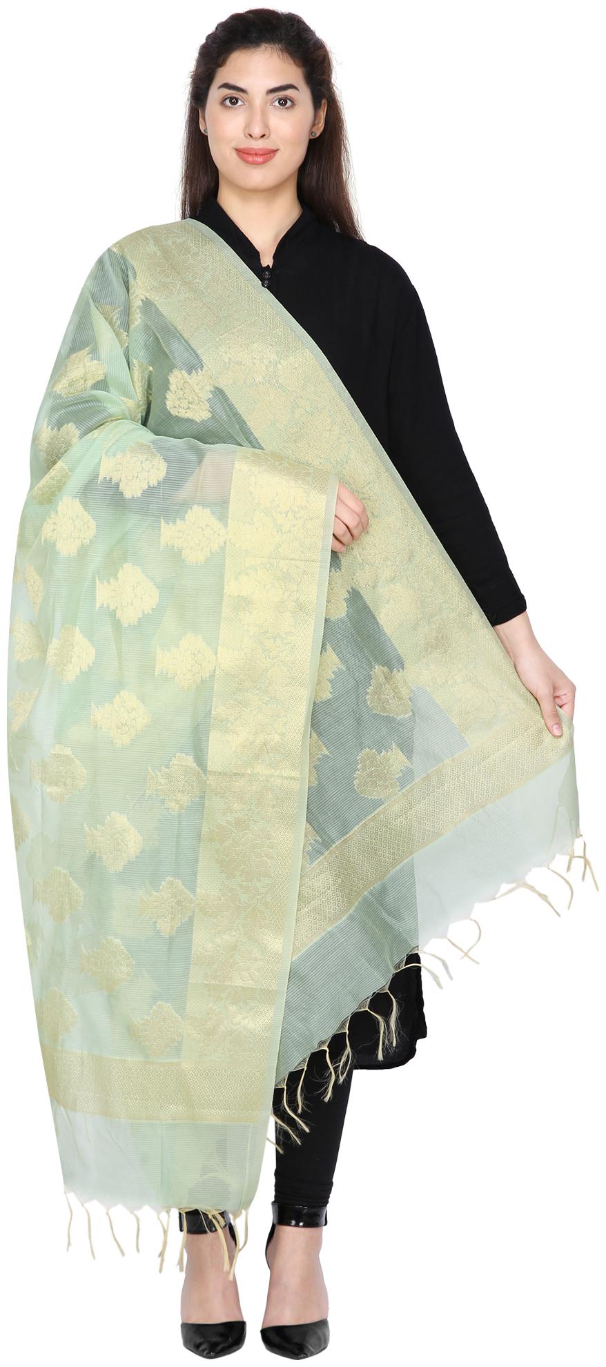 

Loom Legacy Women Banarasi Cotton Dupatta Green