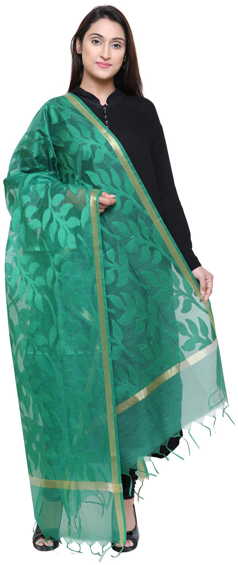 

Loom Legacy Jacquard Wedding Dupatta Green