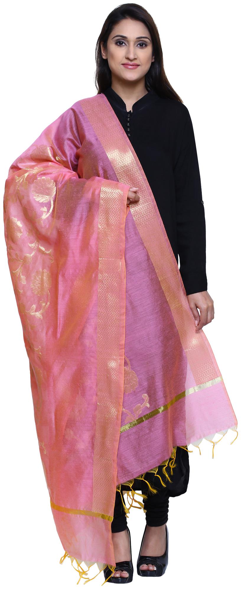

Loom Legacy Women Banarasi Cotton Silk Chanderi Jacquard Dupatta