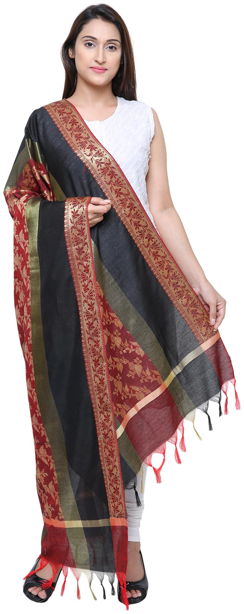 

Loom Legacy Jacquard Wedding Dupatta Black