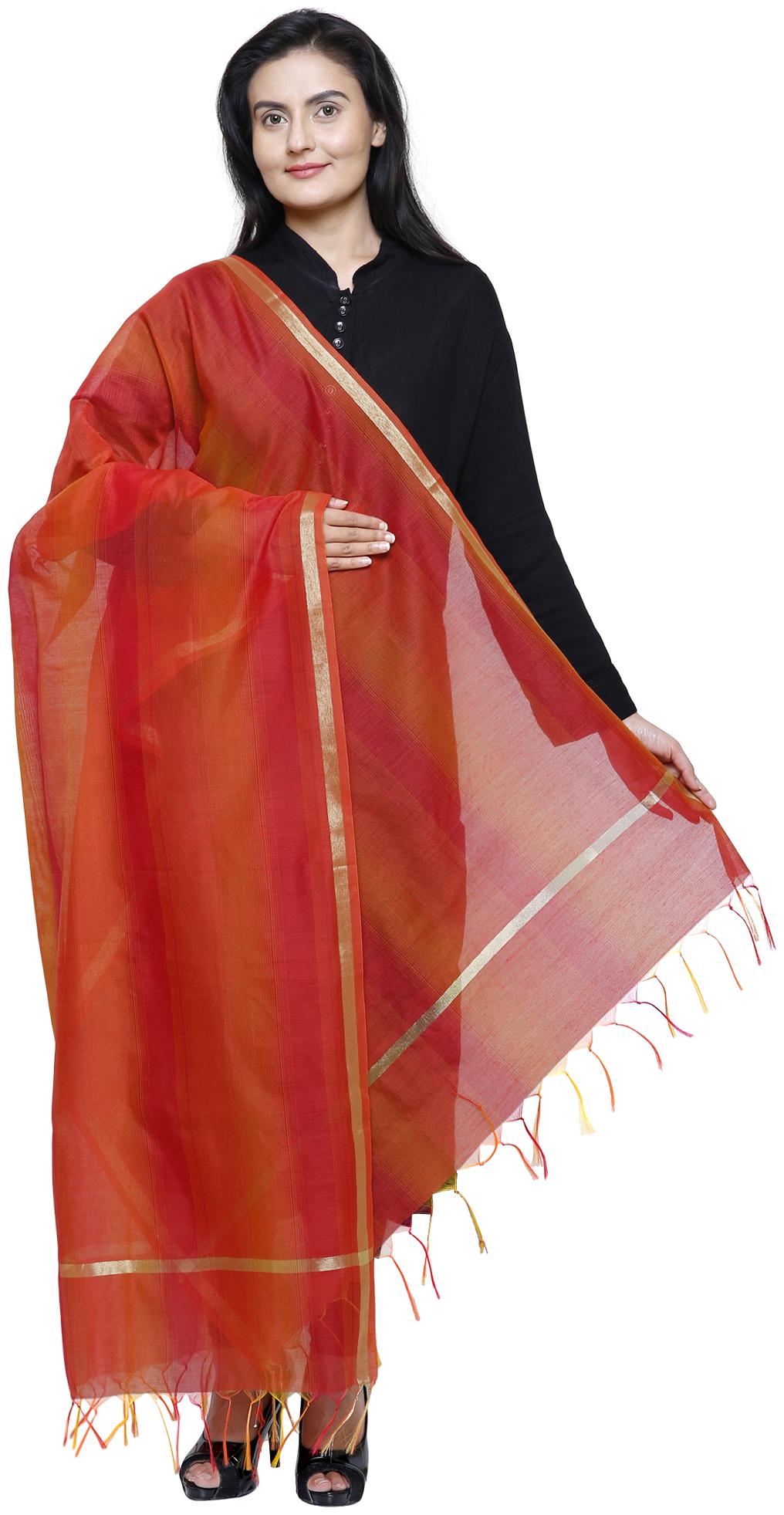 

Loom Legacy Womens Banarasi Cotton Silk Chanderi Jacquard Dupatta