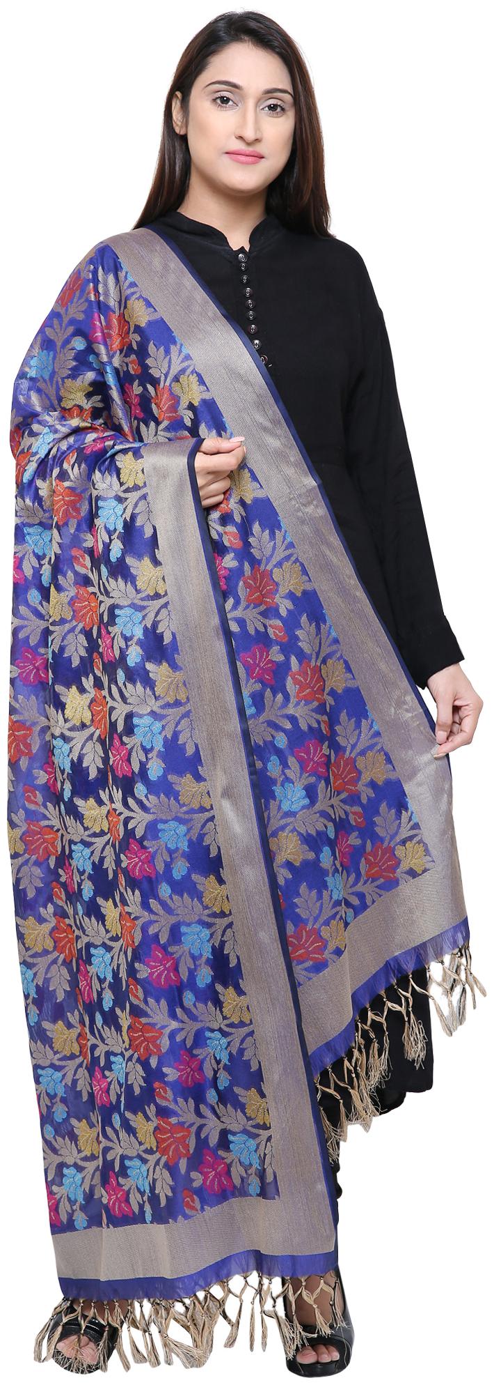 

Loom Legacy Jacquard Wedding Dupatta Blue