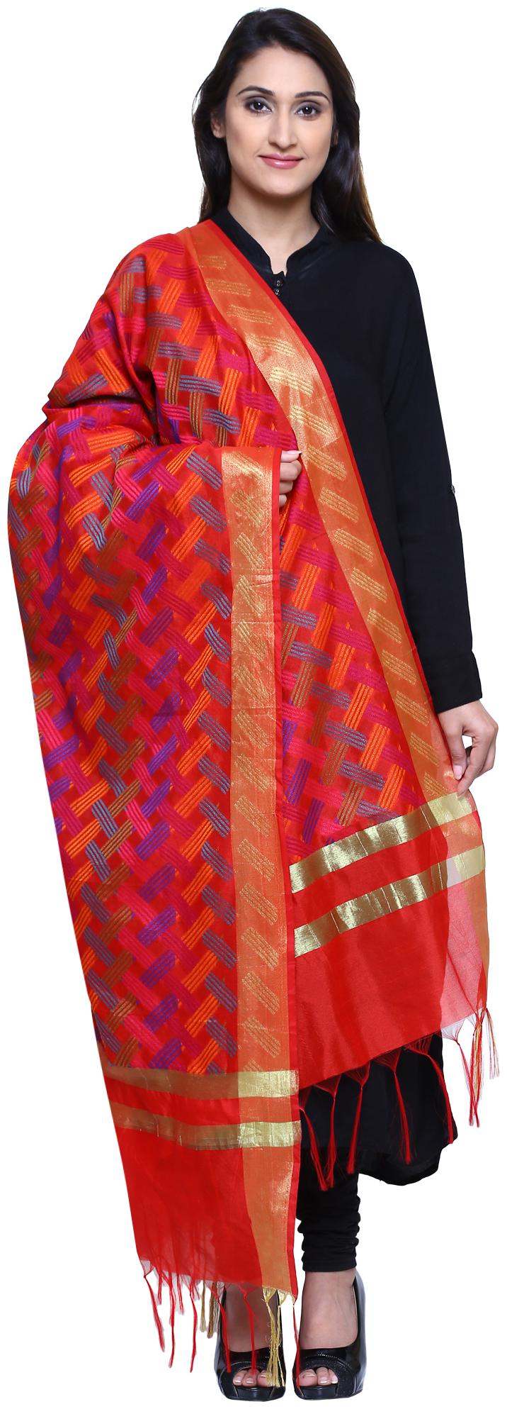 

Loom Legacy Women Banarasi Cotton Silk Chanderi Jacquard Dupatta