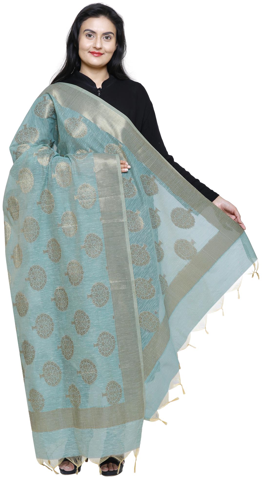 

Loom Legacy Womens Banarasi Cotton Silk Chanderi Jacquard Dupatta