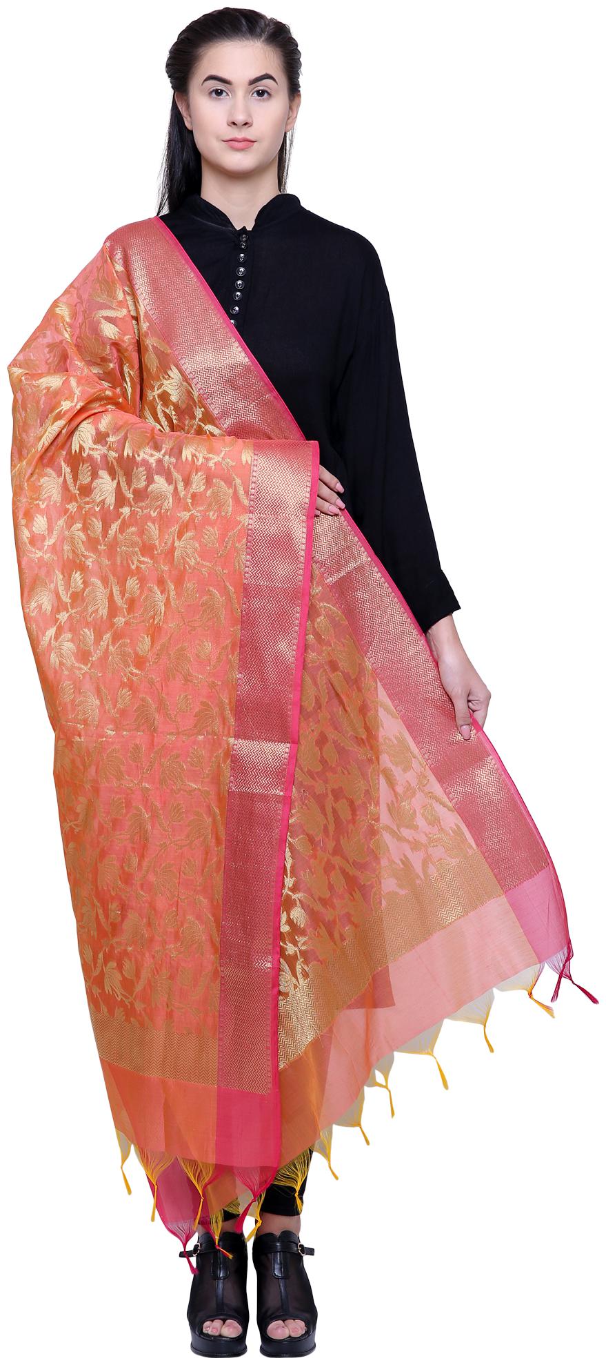 

Loom Legacy Women Banarasi Cotton Silk Chanderi Jacquard Dupatta