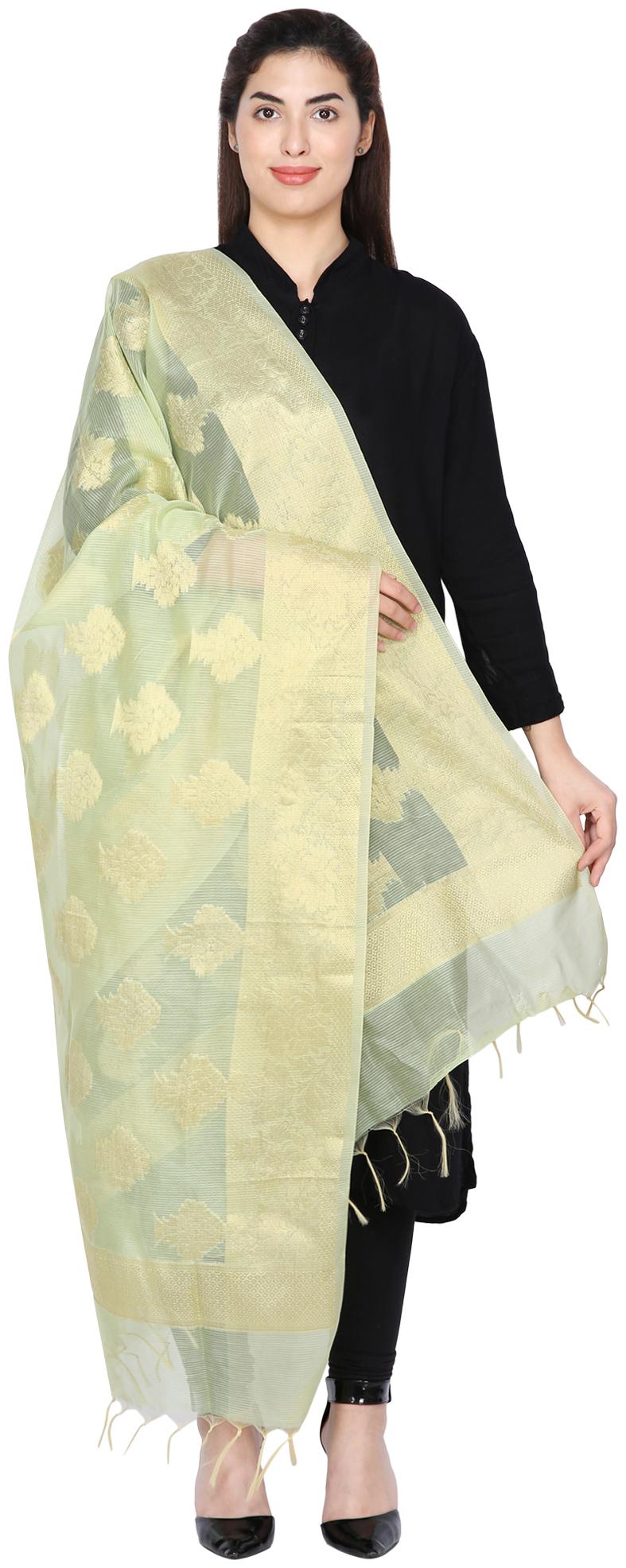 

Loom Legacy Women Banarasi Cotton Dupatta Green