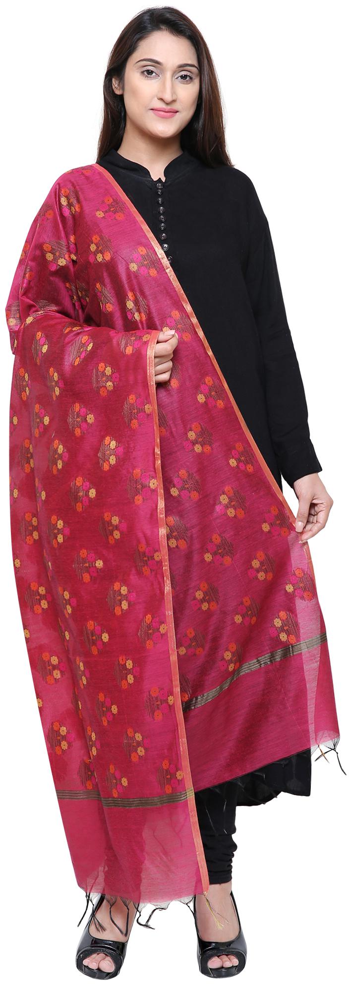 

Loom Legacy Jacquard Wedding Dupatta Pink