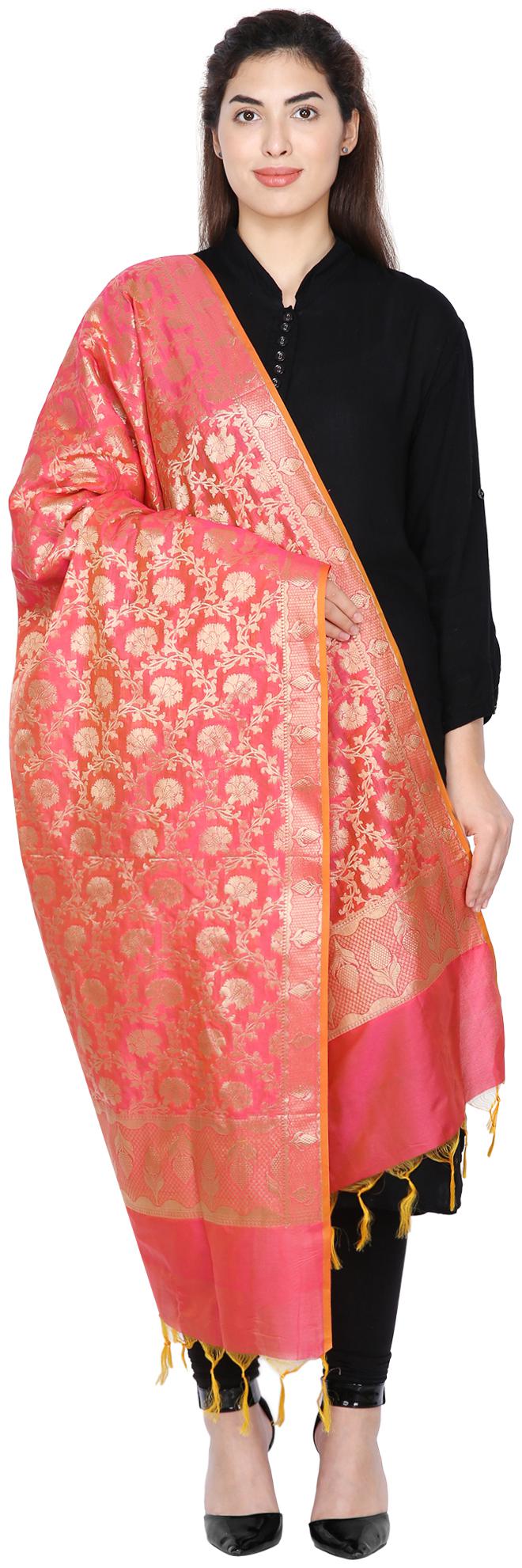 

Loom Legacy Women Banarasi Cotton Dupatta Magenta