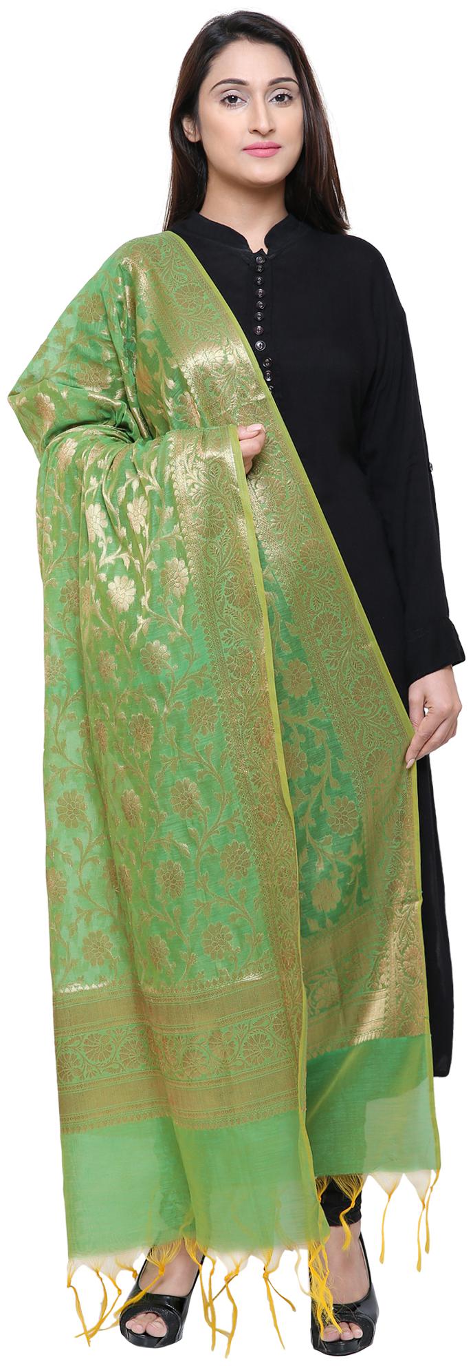 

Loom Legacy Jacquard Wedding Dupatta Green
