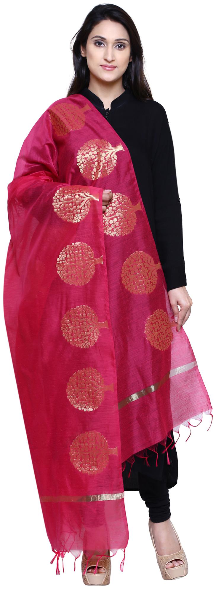 

Loom Legacy Women Banarasi Cotton Silk Chanderi Jacquard Dupatta
