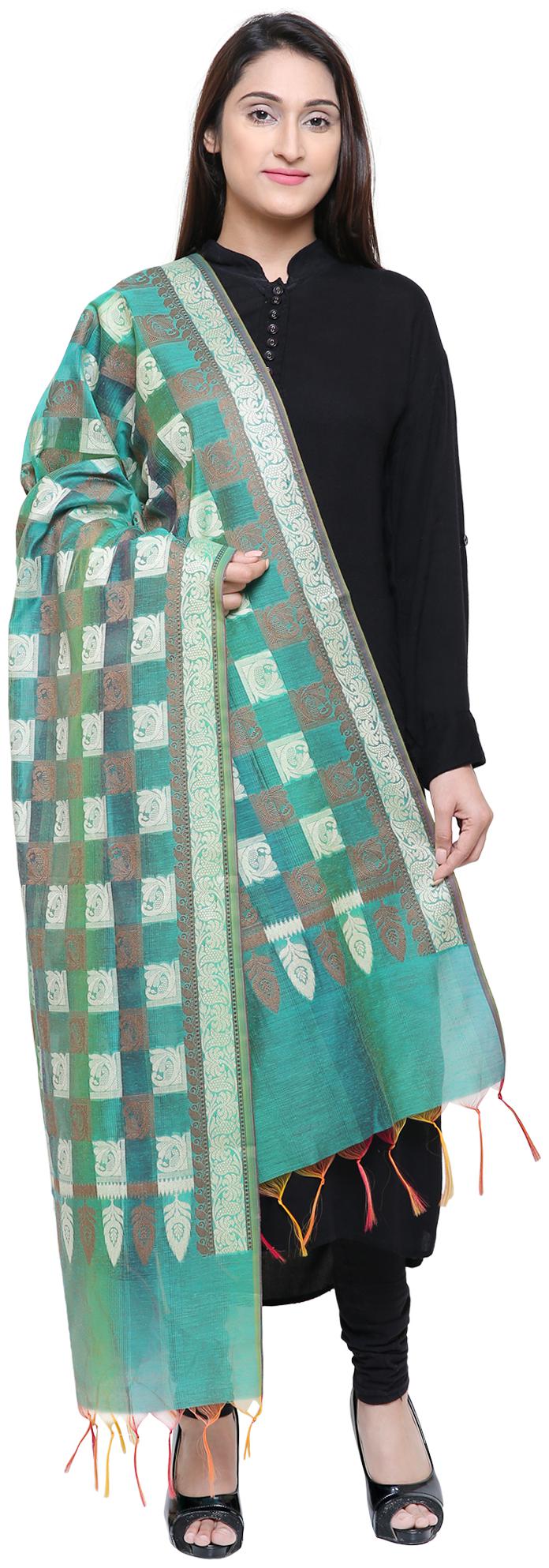 

Loom Legacy Jacquard Wedding Dupatta Green
