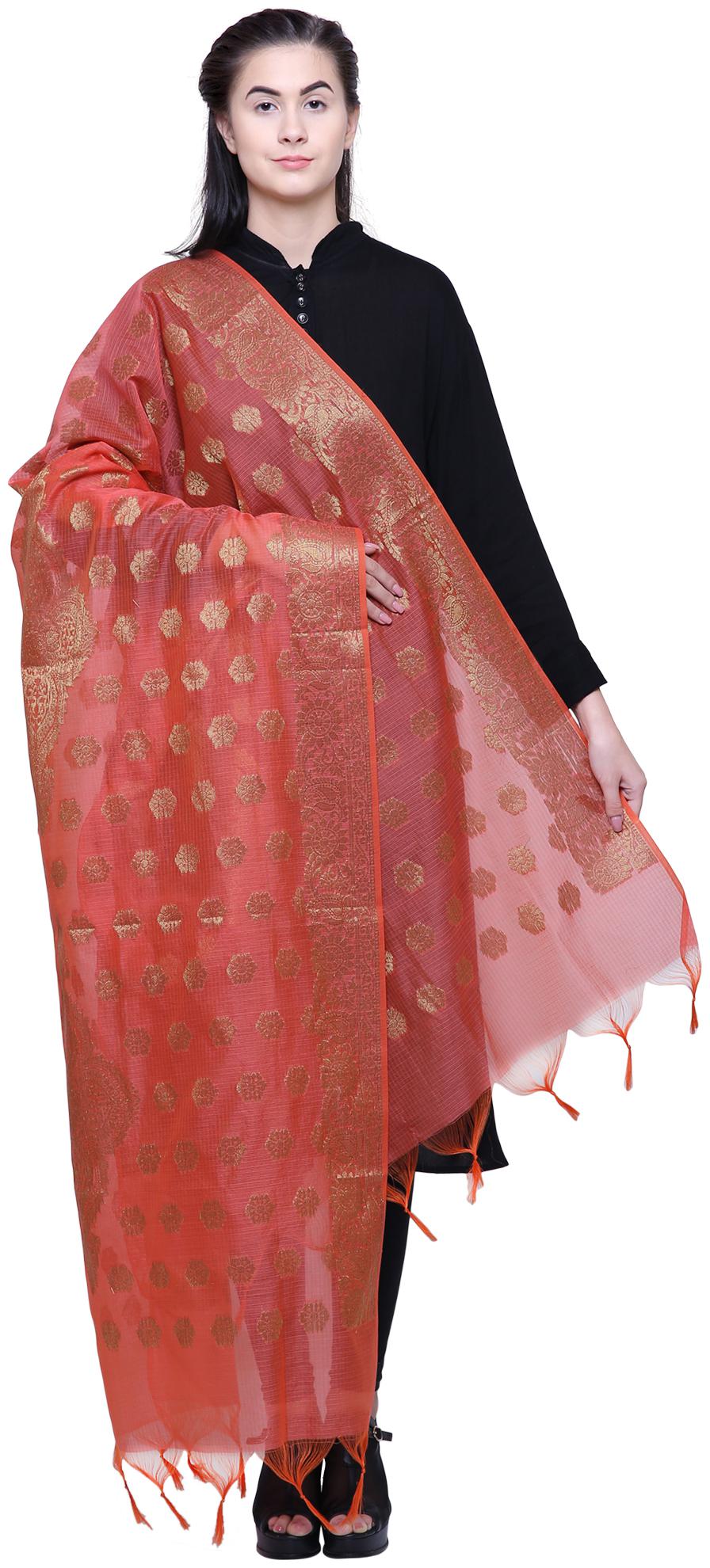 

Loom Legacy Women Banarasi Cotton Silk Chanderi Jacquard Dupatta