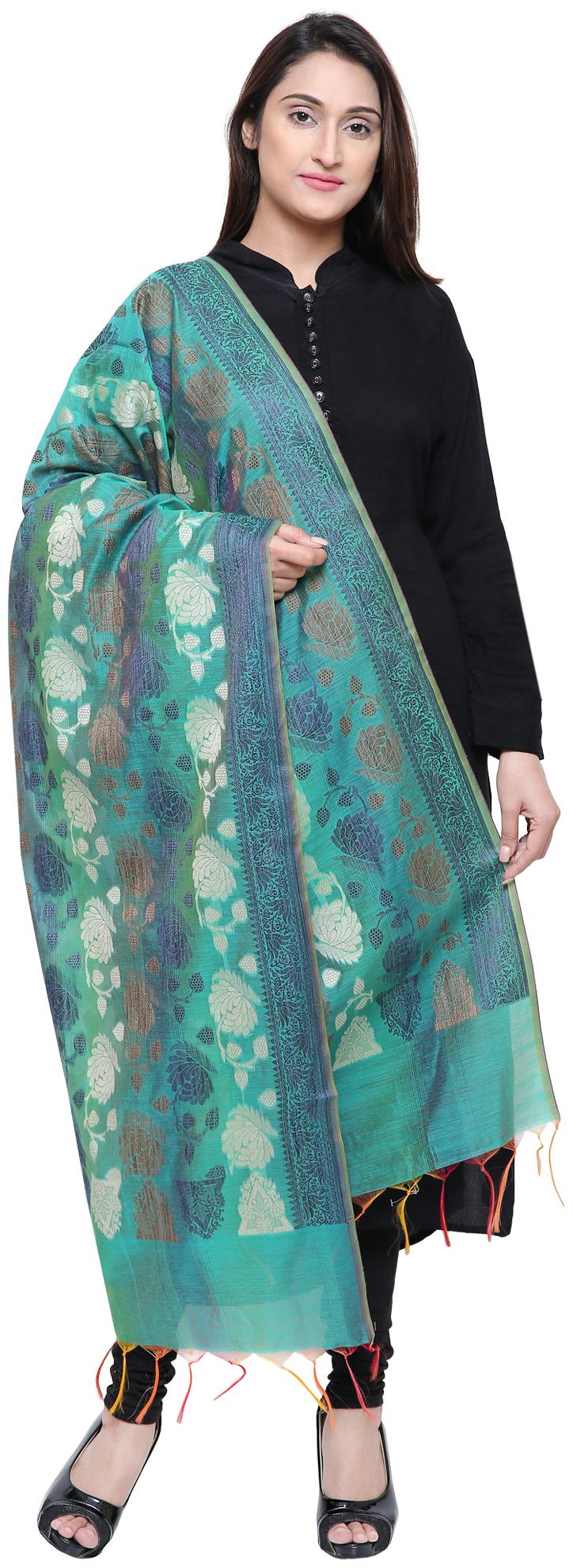 

Loom Legacy Jacquard Wedding Dupatta Green