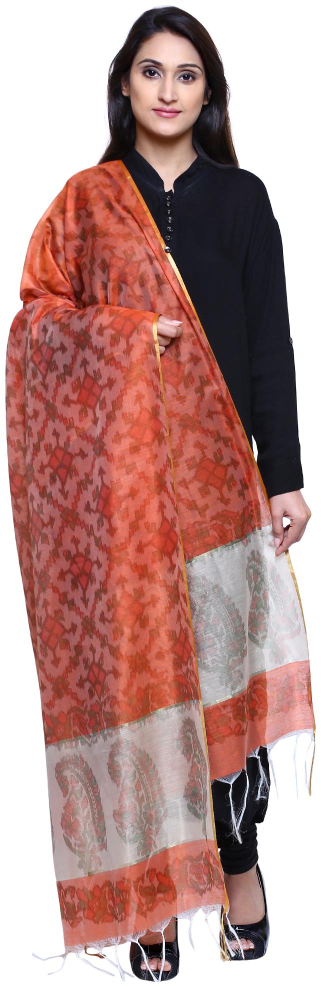 

Loom Legacy Women Banarasi Cotton Silk Chanderi Jacquard Dupatta