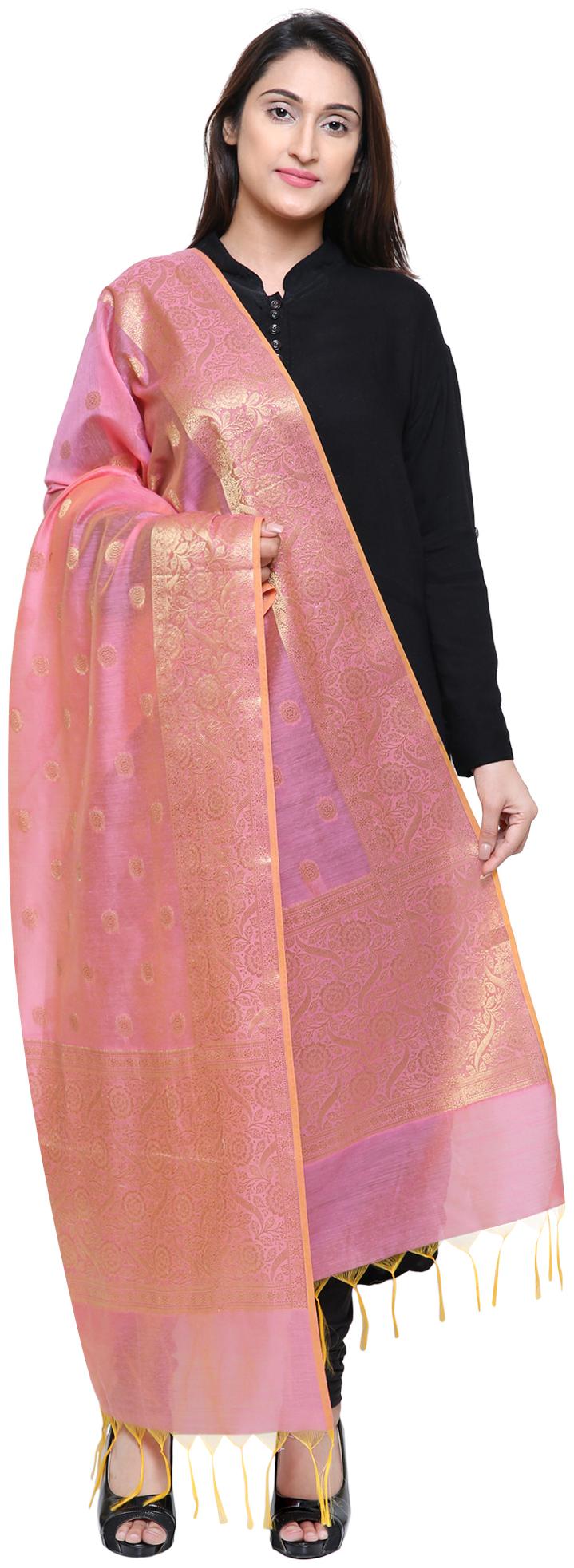 

Loom Legacy Jacquard Wedding Dupatta Pink