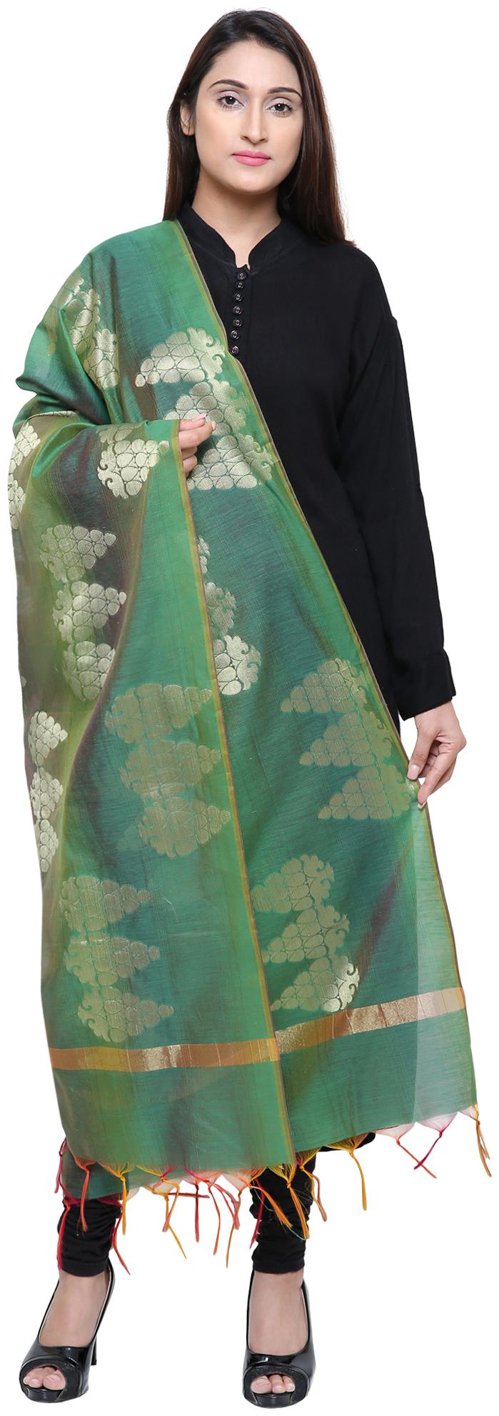 

Loom Legacy Jacquard Wedding Dupatta Green