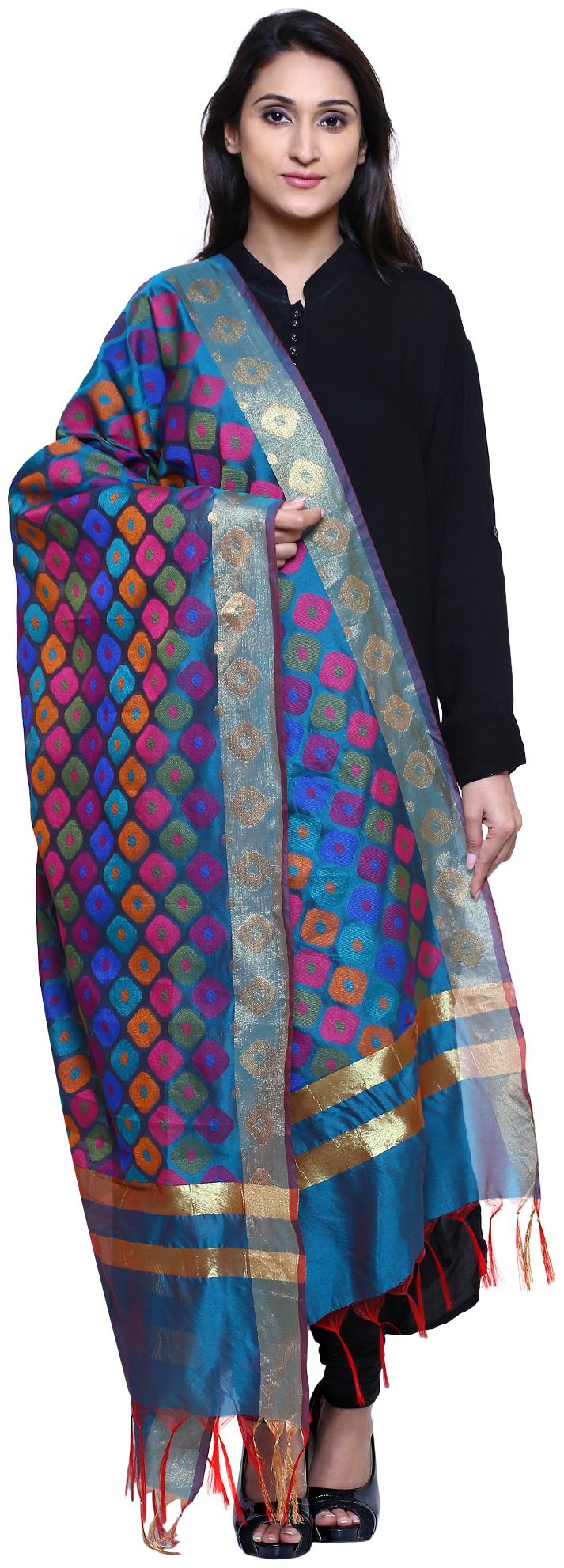 

Loom Legacy Women Banarasi Cotton Silk Chanderi Jacquard Dupatta