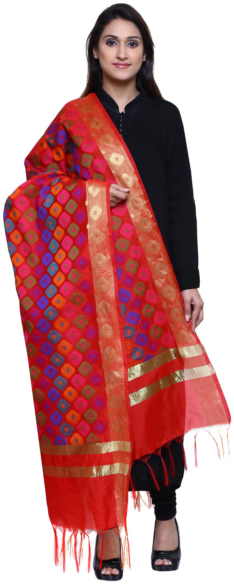 

Loom Legacy Women Banarasi Cotton Silk Chanderi Jacquard Dupatta