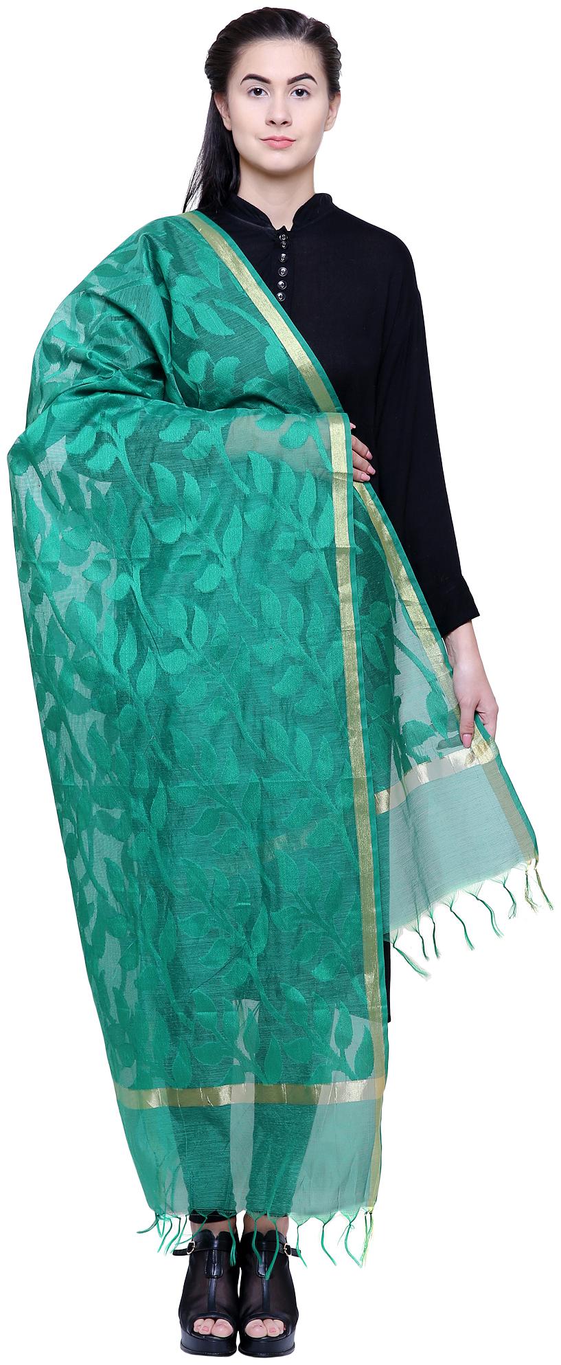 

Loom Legacy Women Banarasi Cotton Silk Chanderi Jacquard Dupatta