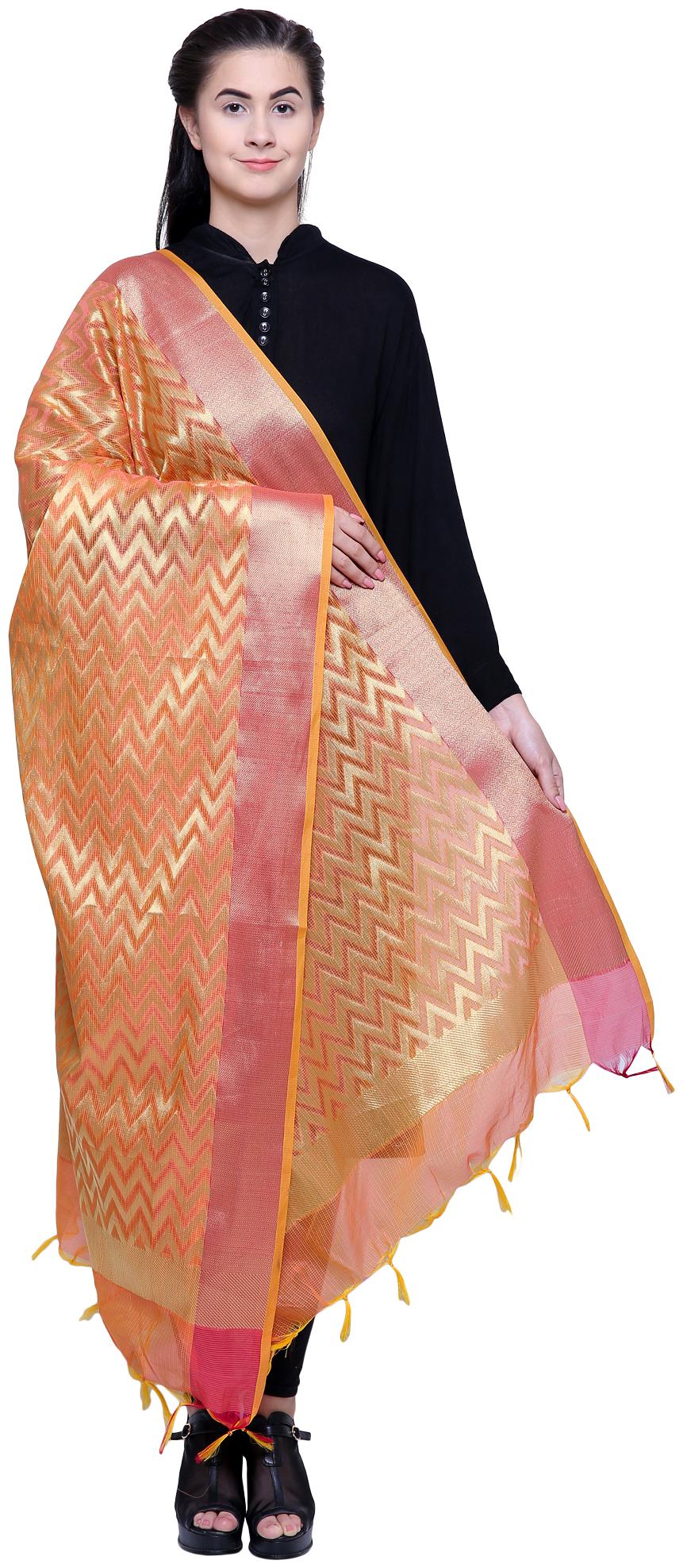 

Loom Legacy Women Banarasi Cotton Silk Chanderi Jacquard Dupatta