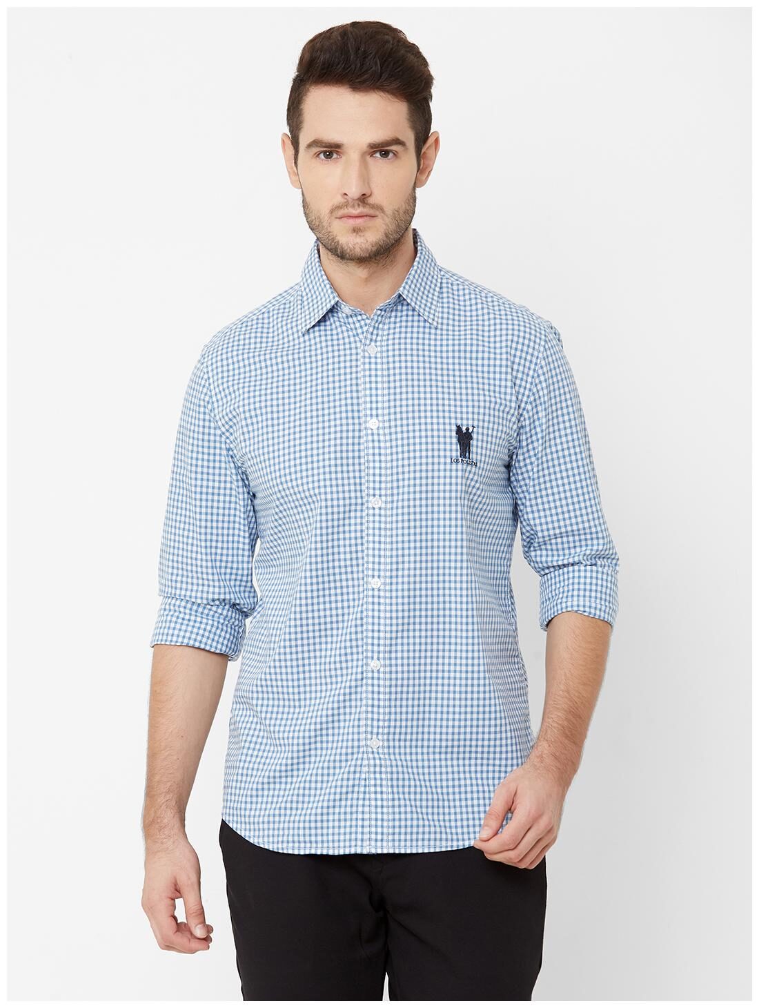 

LOS POLISTAS Men Regular fit Formal Shirt - Blue White