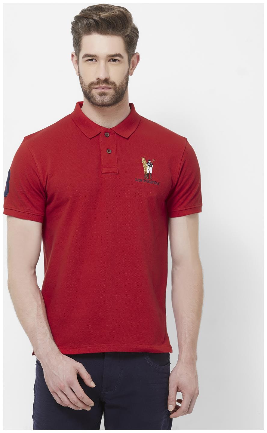 

LOS POLISTAS Men Red Regular fit Cotton Polo collar T-Shirt - Pack Of 1