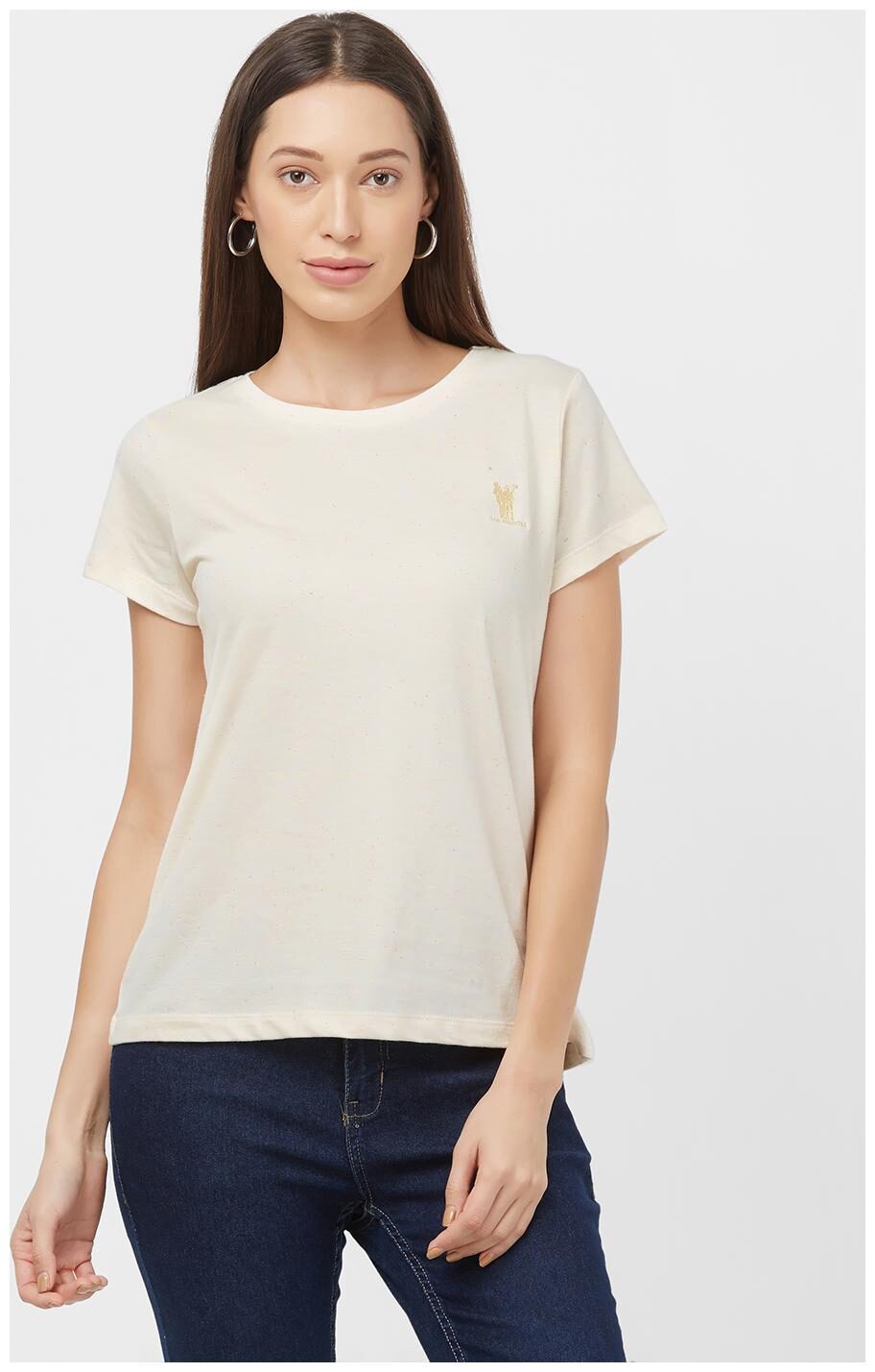 

LOS POLISTAS Women Pink Regular fit Round neck Cotton T shirt