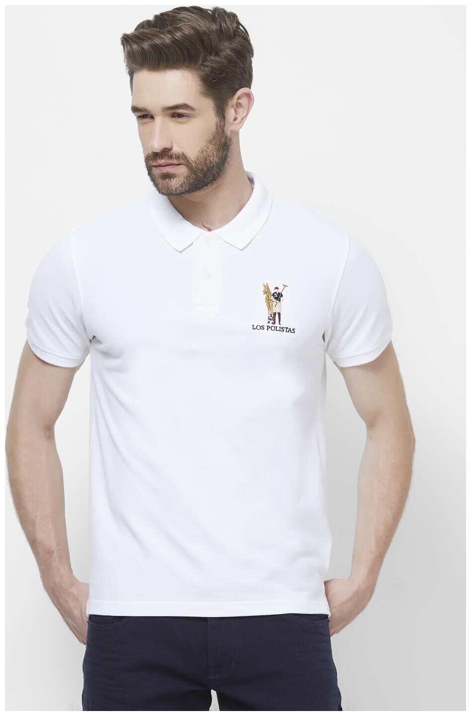 

LOS POLISTAS Men White Regular fit Cotton Polo collar T-Shirt - Pack Of 1
