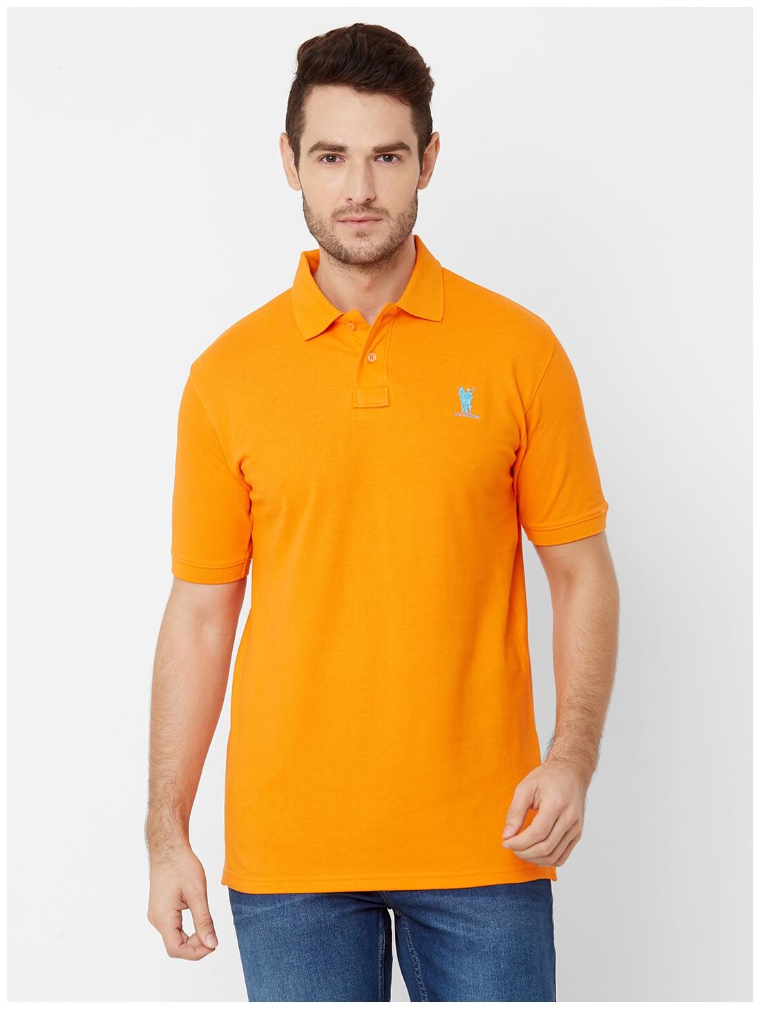 

LOS POLISTAS Men Orange Regular fit Cotton Polo collar T-Shirt - Pack Of 1