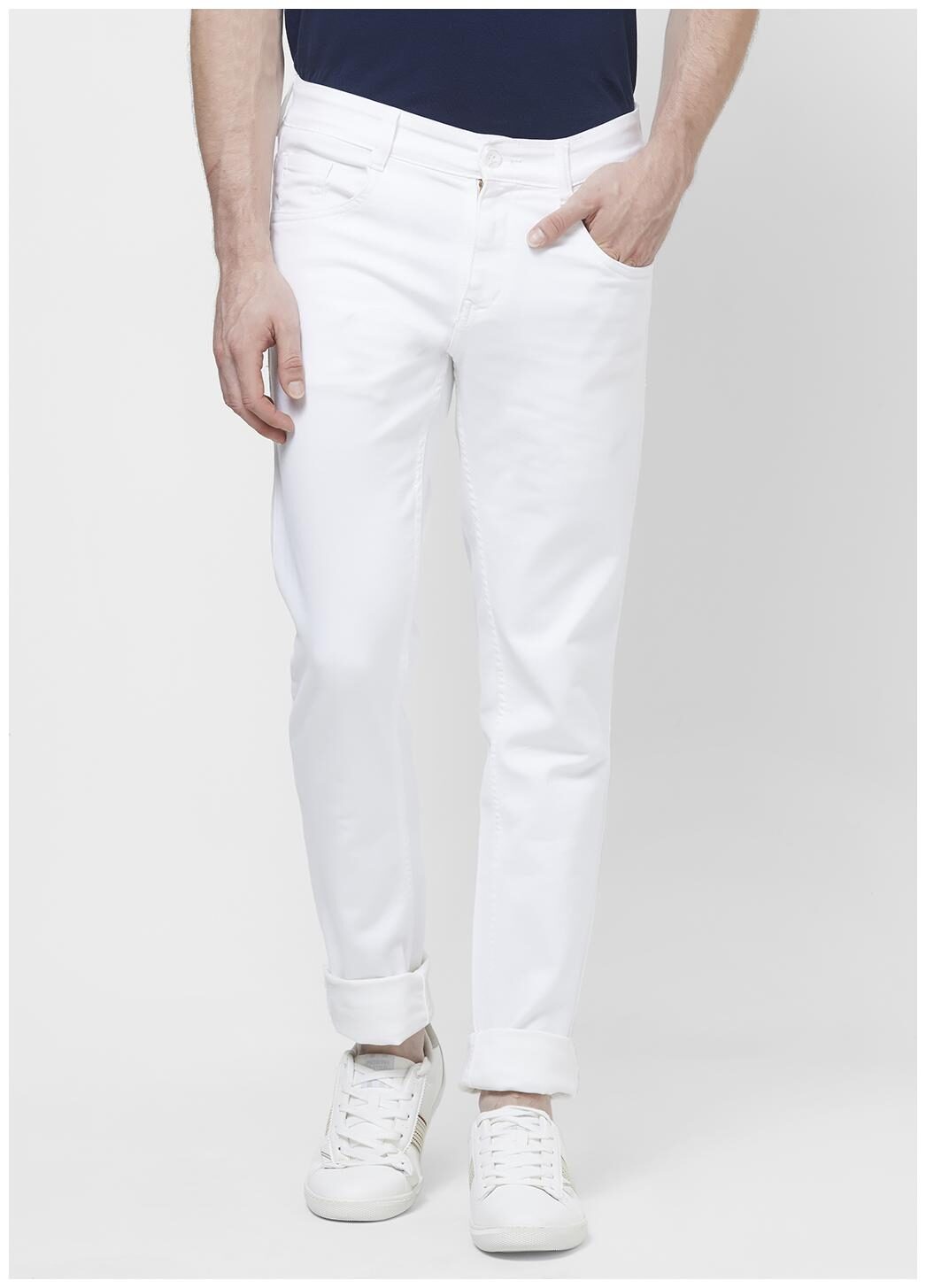 

LOS POLISTAS Men White Slim Fit Jeans