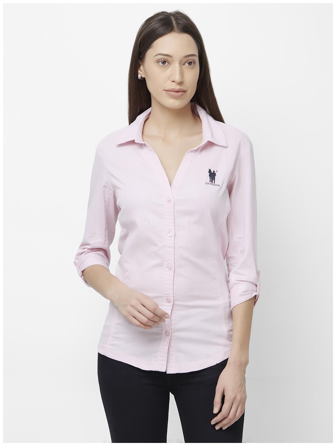 

LOS POLISTAS Women Pink Solid Regular Fit Shirt
