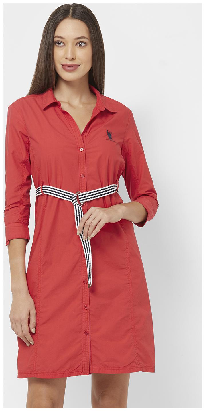 

LOS POLISTAS Red Solid Shirt dress