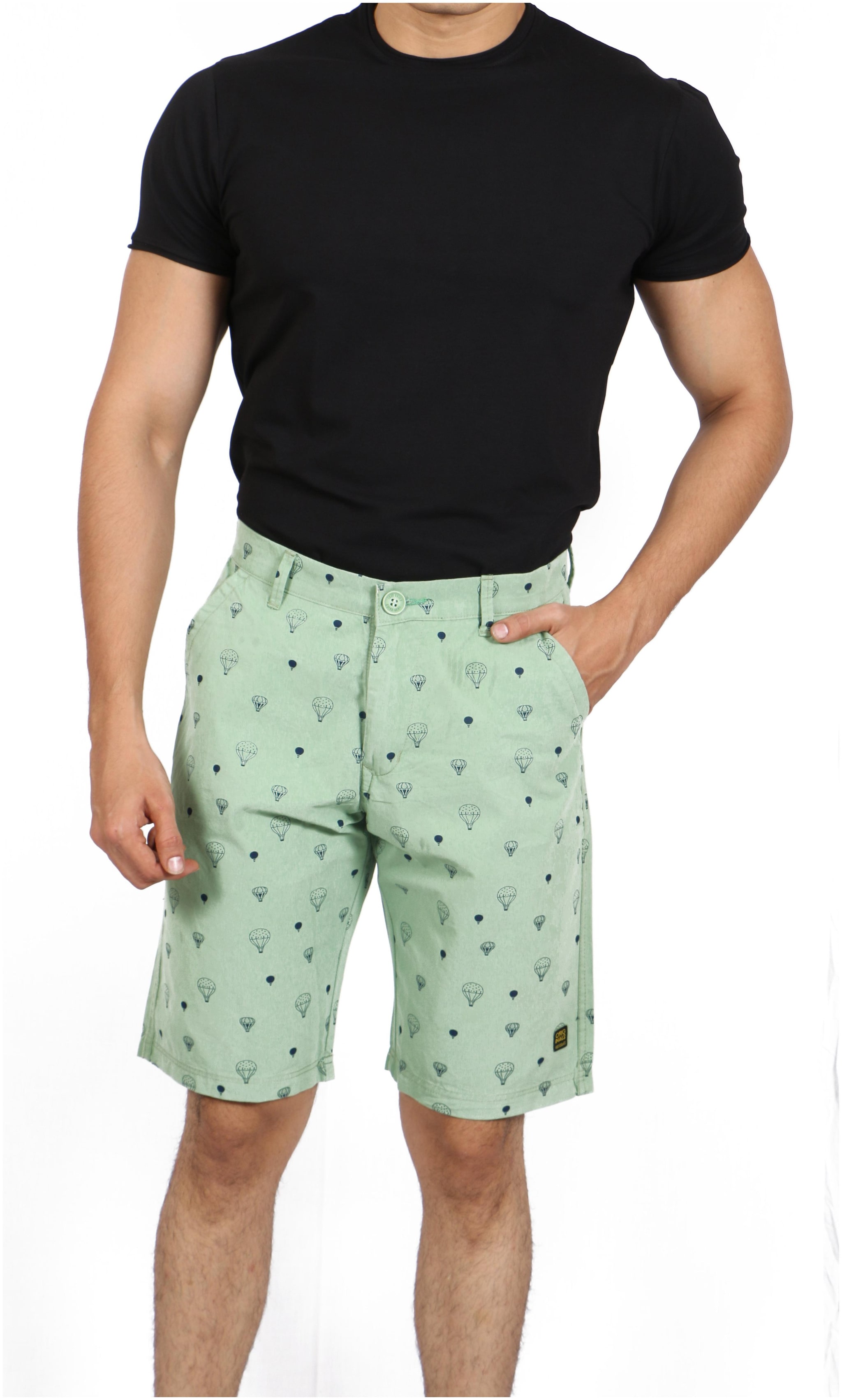 

Lost Caves Mens Printed Regular Cotton Casual Shorts Green