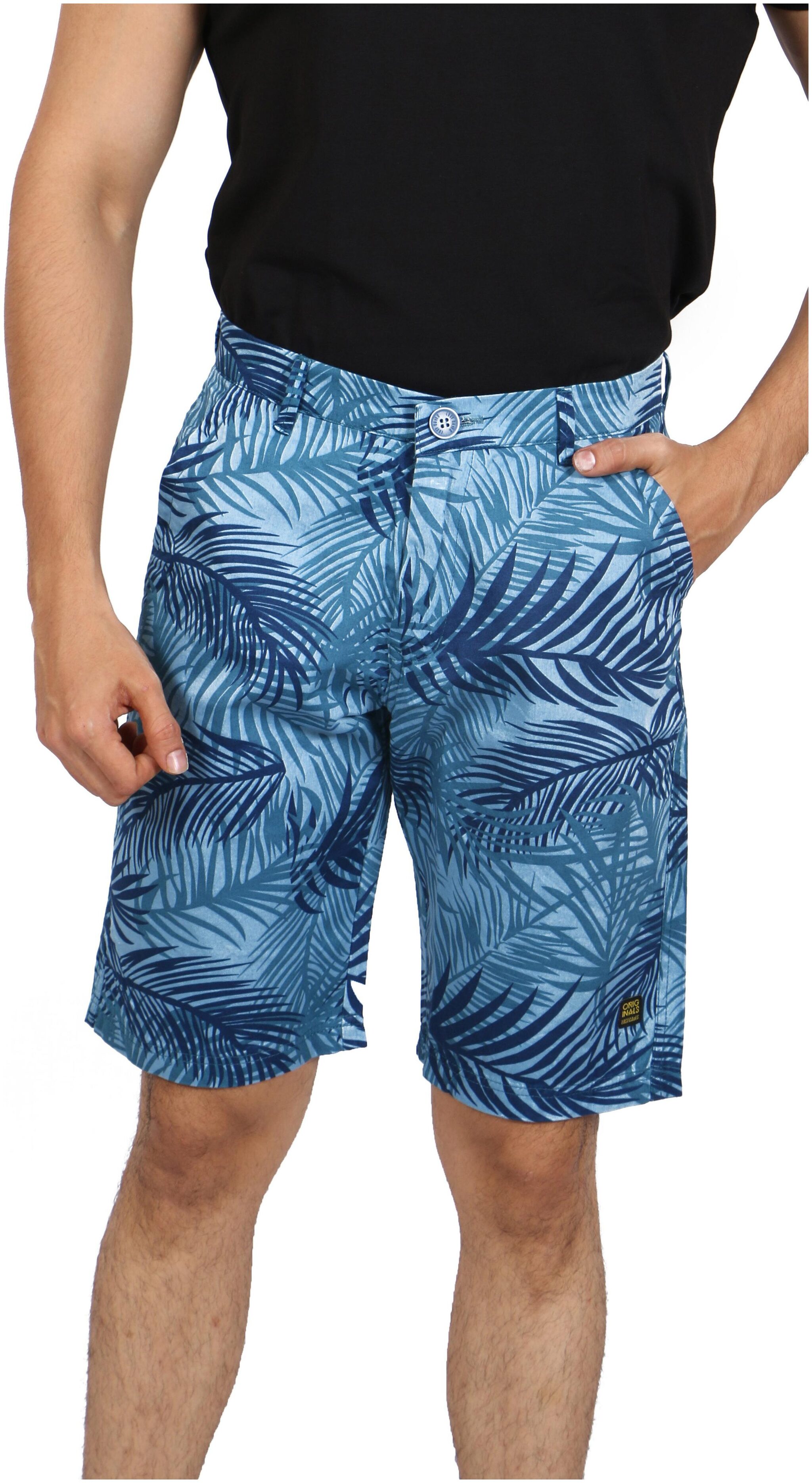 

Lost Caves Mens Printed Regular Cotton Casual Shorts Blue