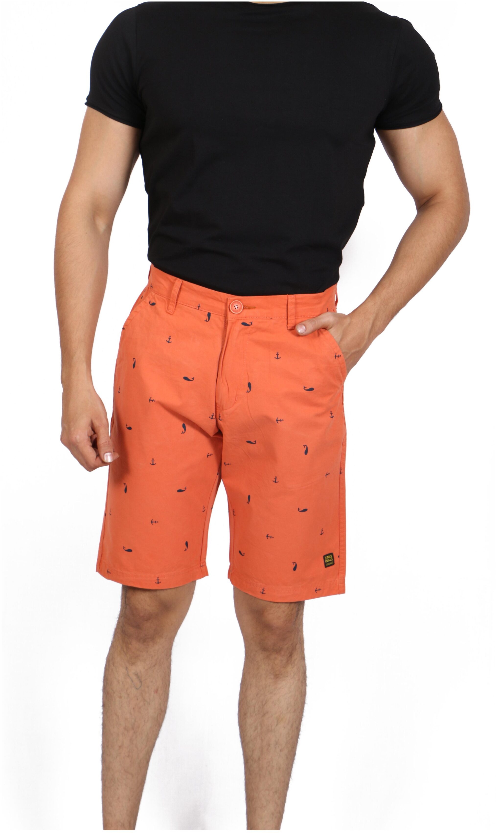 

Lost Caves Mens Printed Regular Cotton Casual Shorts Orange