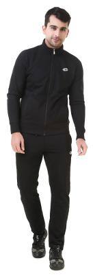 Lotto Men Black Solid Slim Fit Track Suit