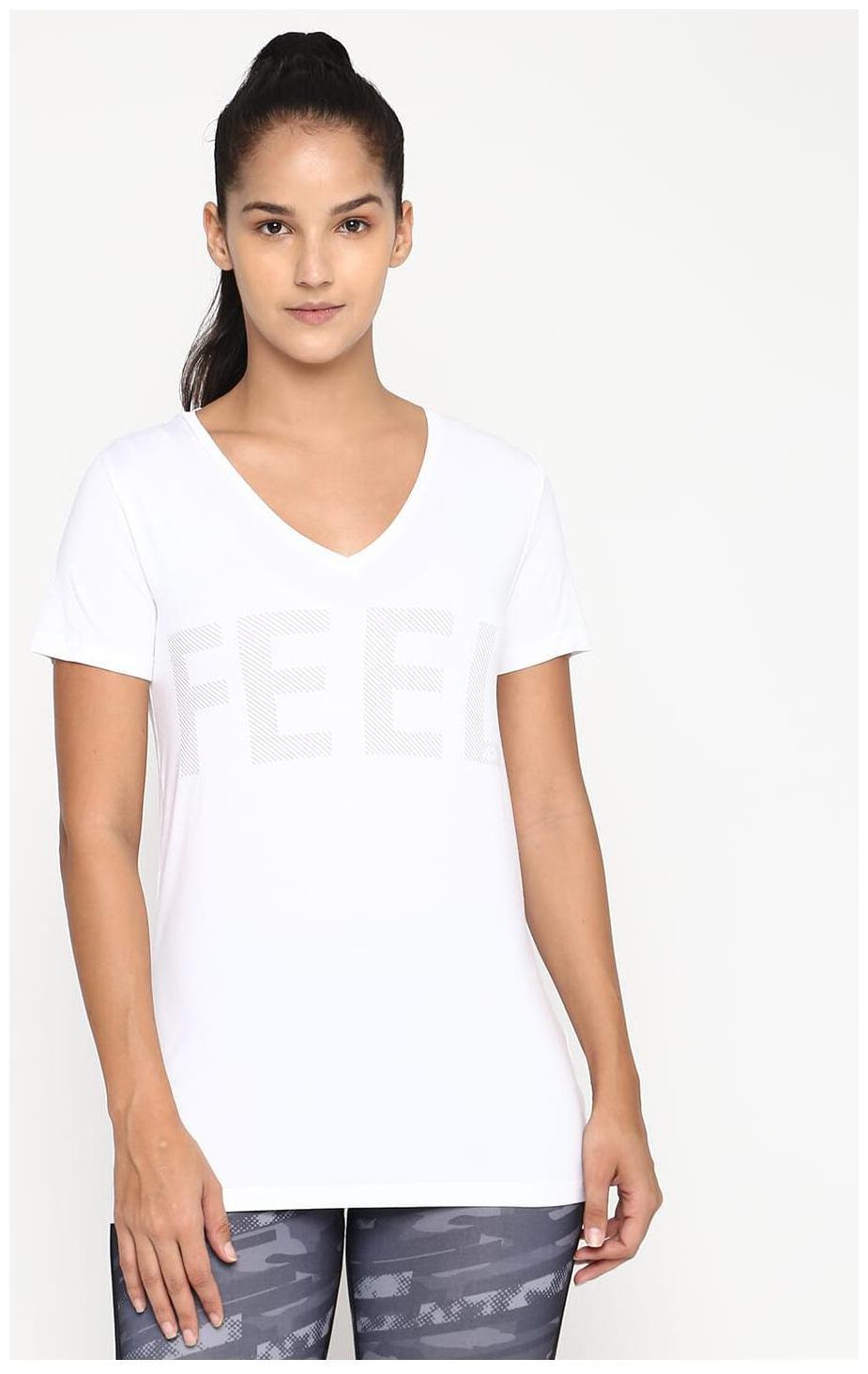 

Lotto Women White Regular fit V neck Cotton T shirt
