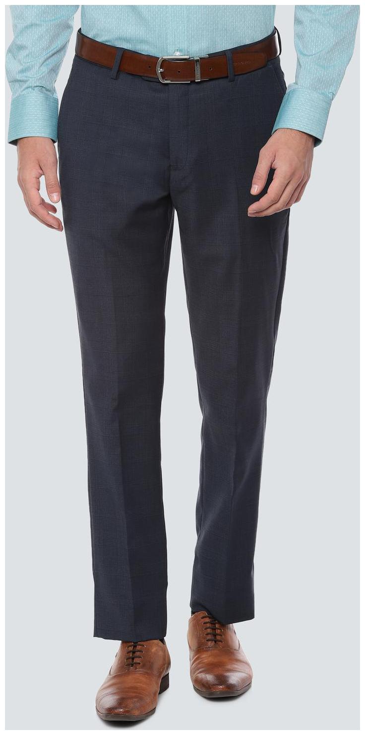 

Louis Philippe Men Checked Slim Fit Formal Trouser - Blue