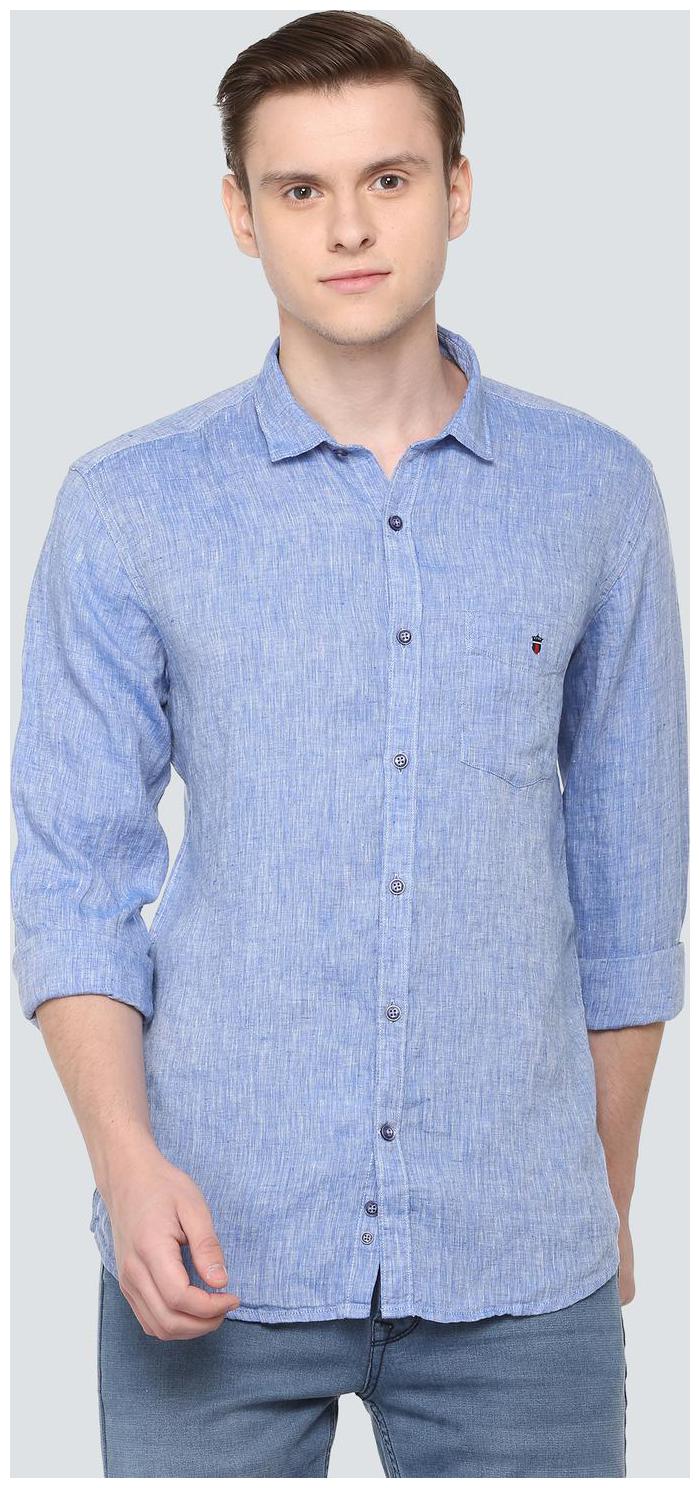 

Louis Philippe Men Blue Solid Slim Fit Casual Shirt