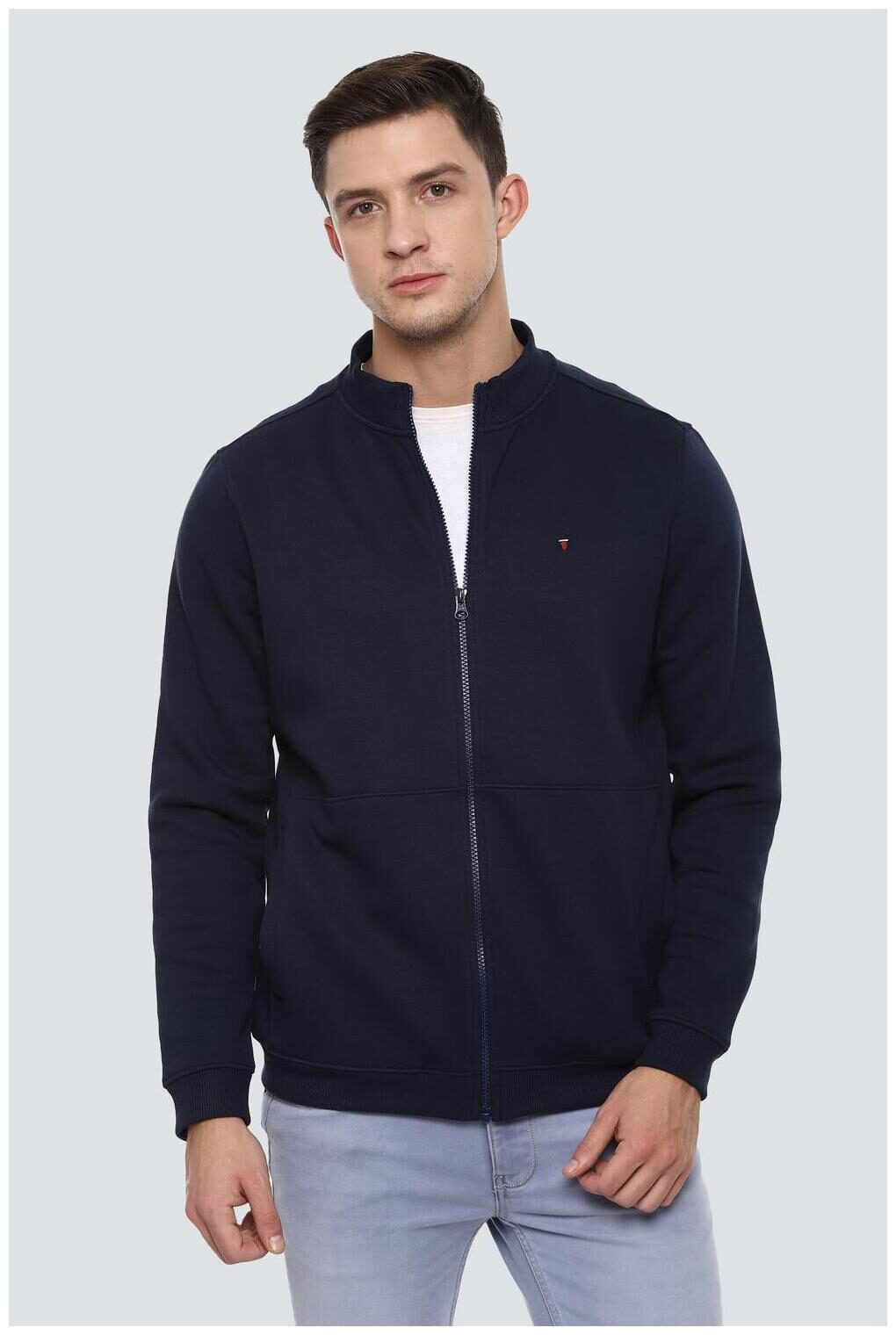 

Louis Philippe Men Blue High neck Sweatshirt