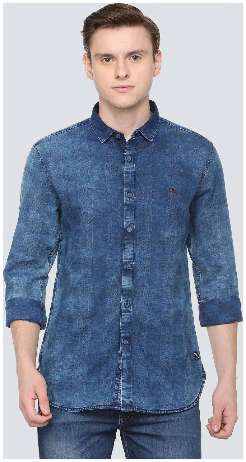 

Louis Philippe Men Blue Solid Super Slim Fit Casual Shirt