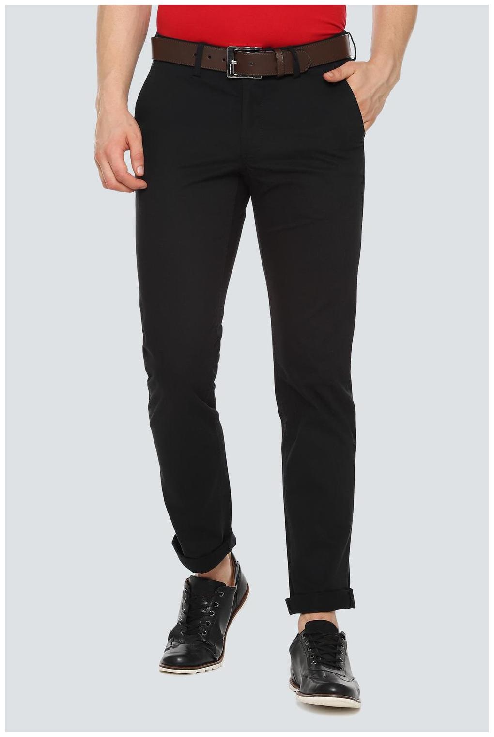 

Louis Philippe Men Black Solid Slim fit Regular trousers