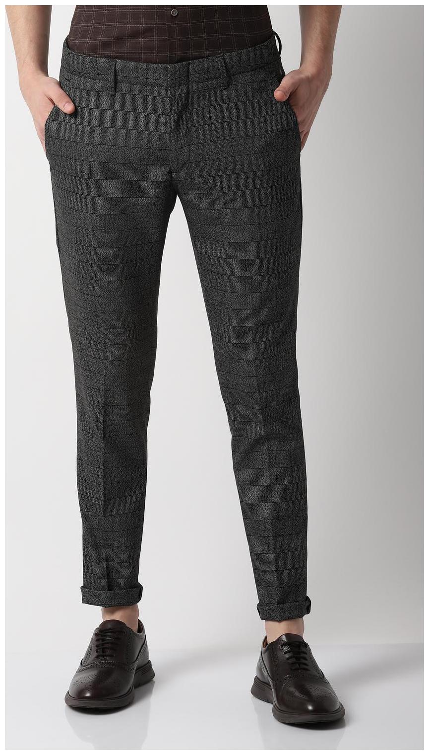 

Louis Philippe Men Grey Checked Slim fit Regular trousers
