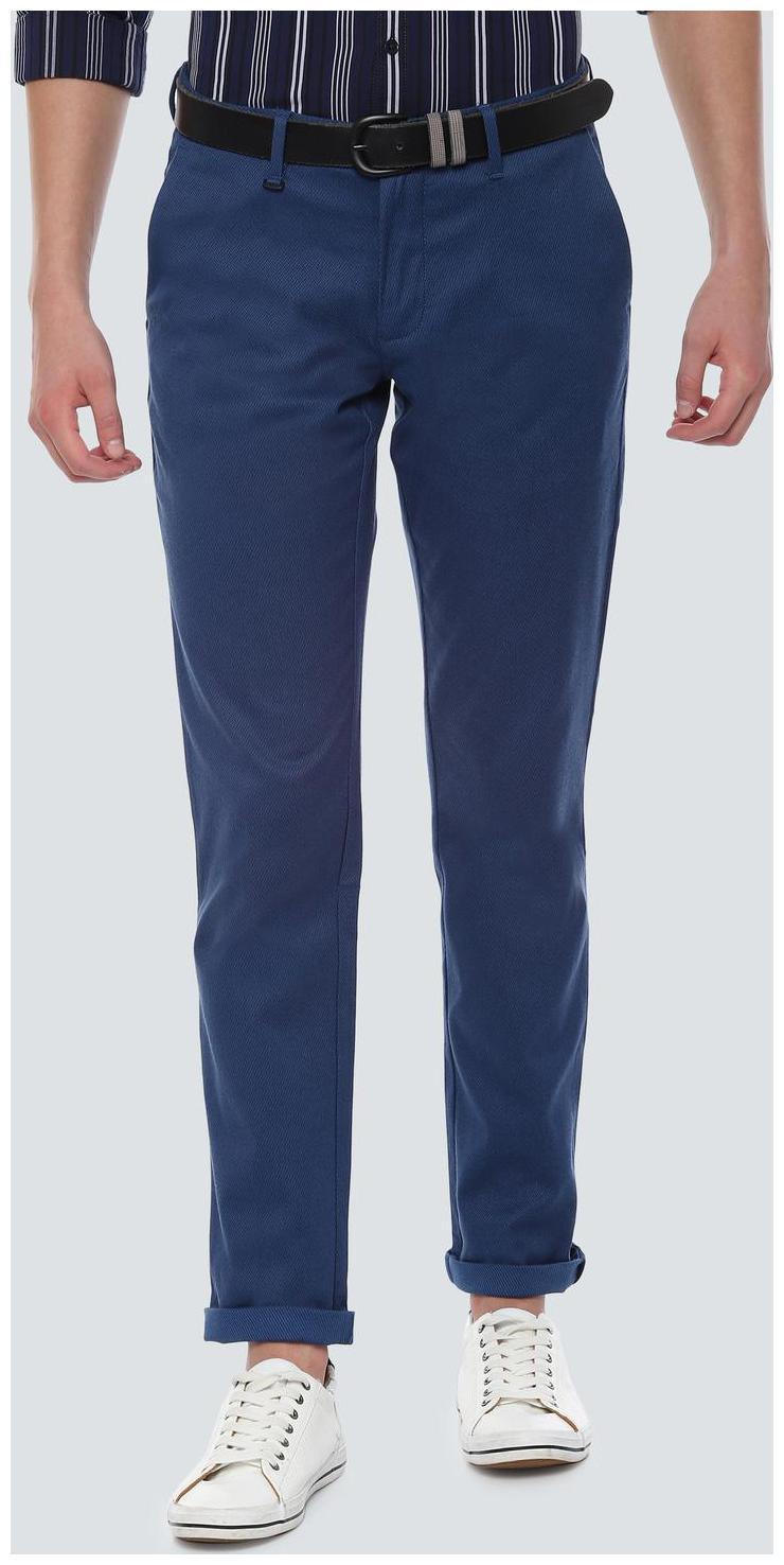 

Louis Philippe Men Blue Textured Slim fit Regular trousers