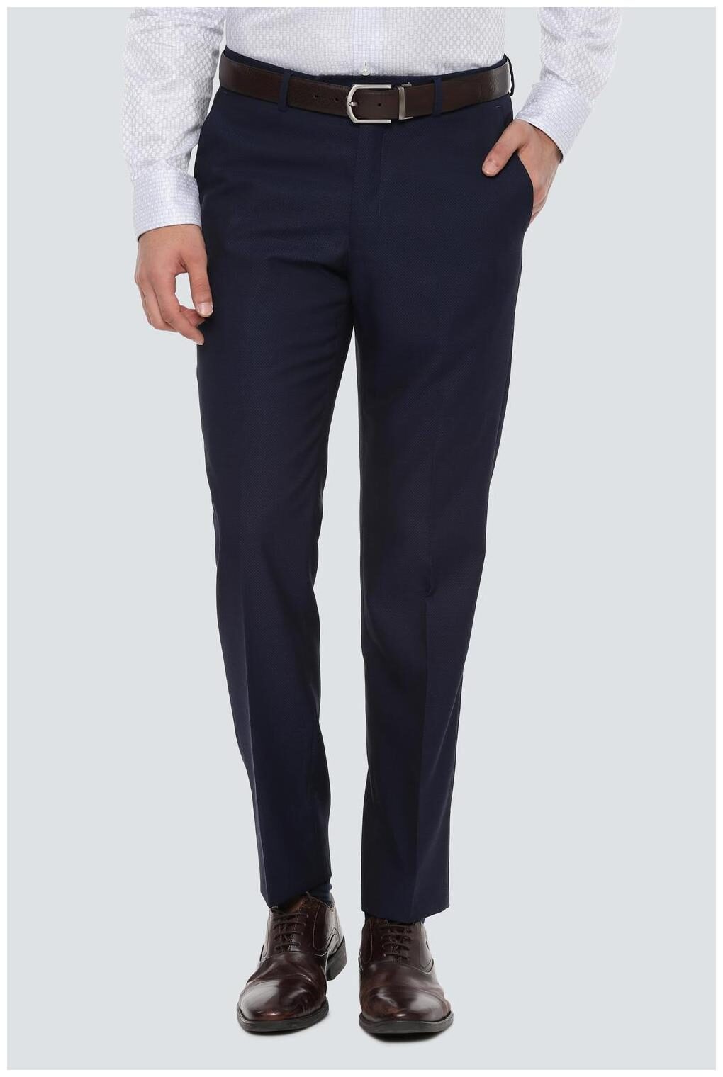 

Louis Philippe Men Textured Slim Fit Formal Trouser - Blue